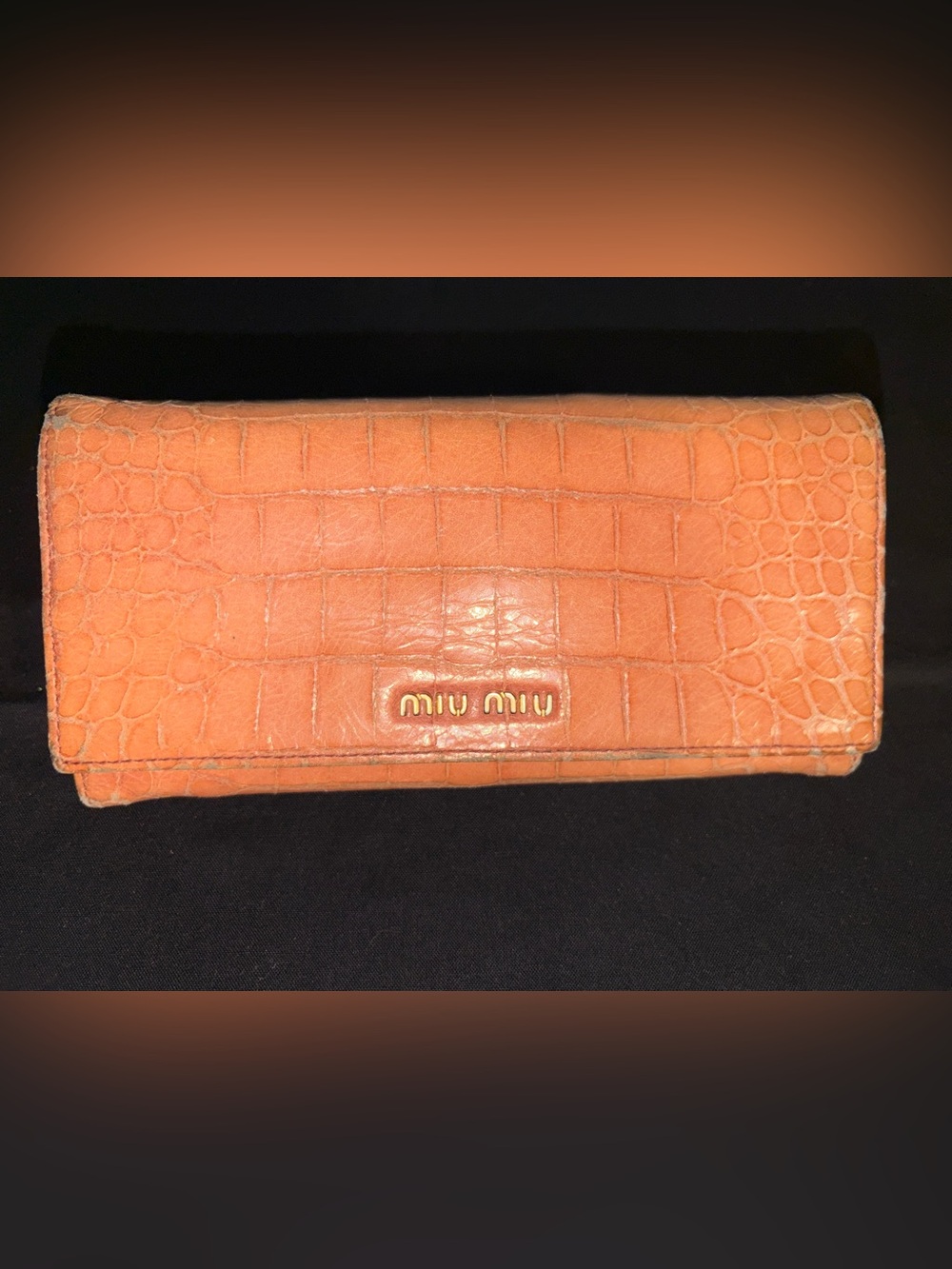 Miu Miu Croc-Embossed Pink Wallet